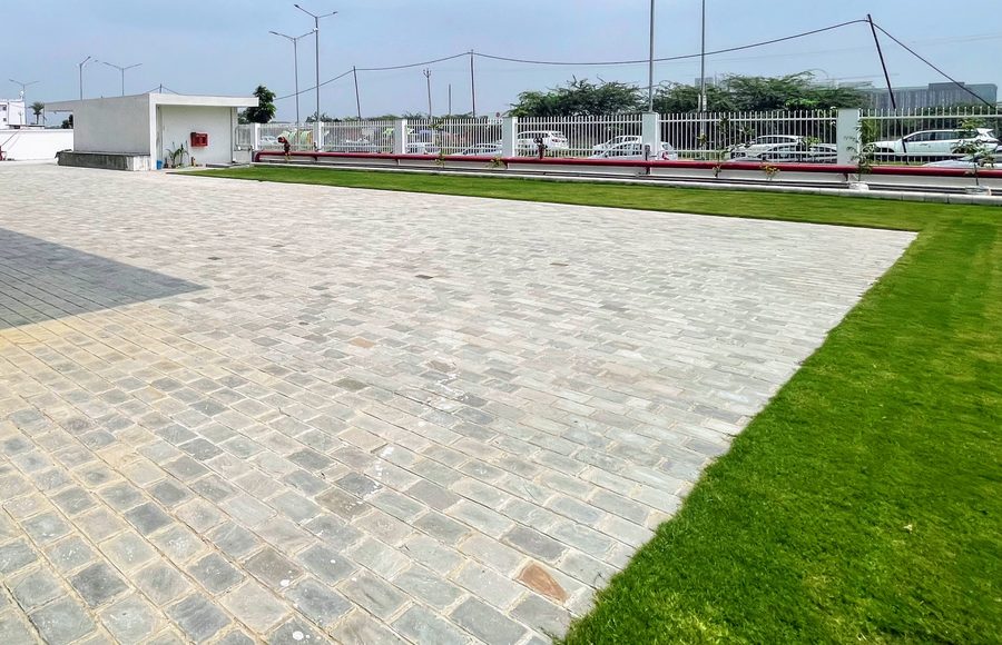 Landscaped greens and outdoor space at OP Tower
